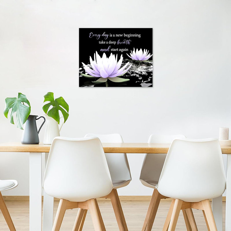 Floral Wall Art Inspirational Quotes And Water Lily Wall Art For Living Room Zen Spa Canvas Wall Decor For Bedroom Bathroom Home Office Ready To Hang