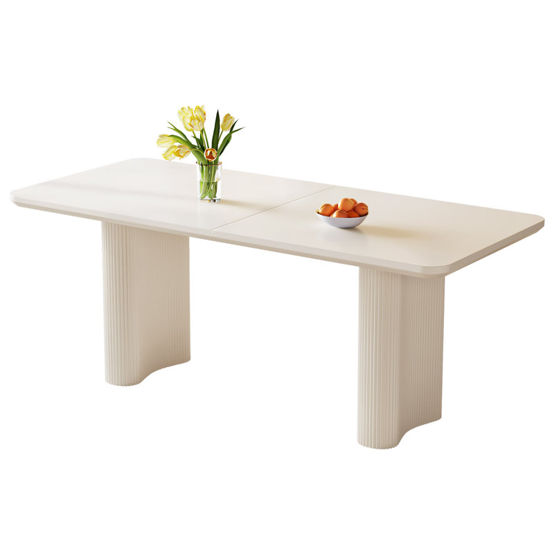 Guyii 62.99" Rectangle Cream White Dining Table For 6,Modern 6 Seater Kichen Table for Kitchen, Bar, Dining Room, White