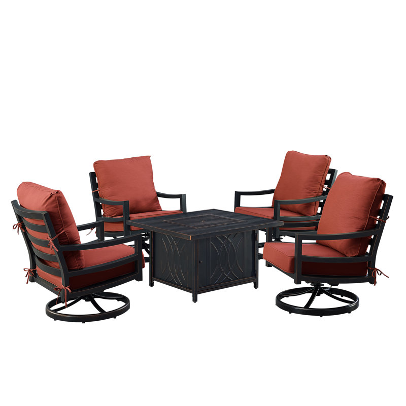 Ferruh 4 - Person Patio Conversation Set with Cushions, Red
