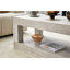 Table basse moderne à 2 niveaux pour mobilier de salon, table centrale rectangulaire avec tablette de rangement ouverte. La table basse à double couche est fabriquée en panneau de fibres à densité moyenne. Assemblage stable et durable, facile-320362447