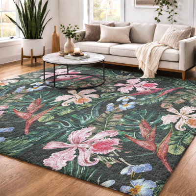 Tapis à fleurs et à feuilles de qualité supérieure lavable à la machine de qualité supérieure ADS201