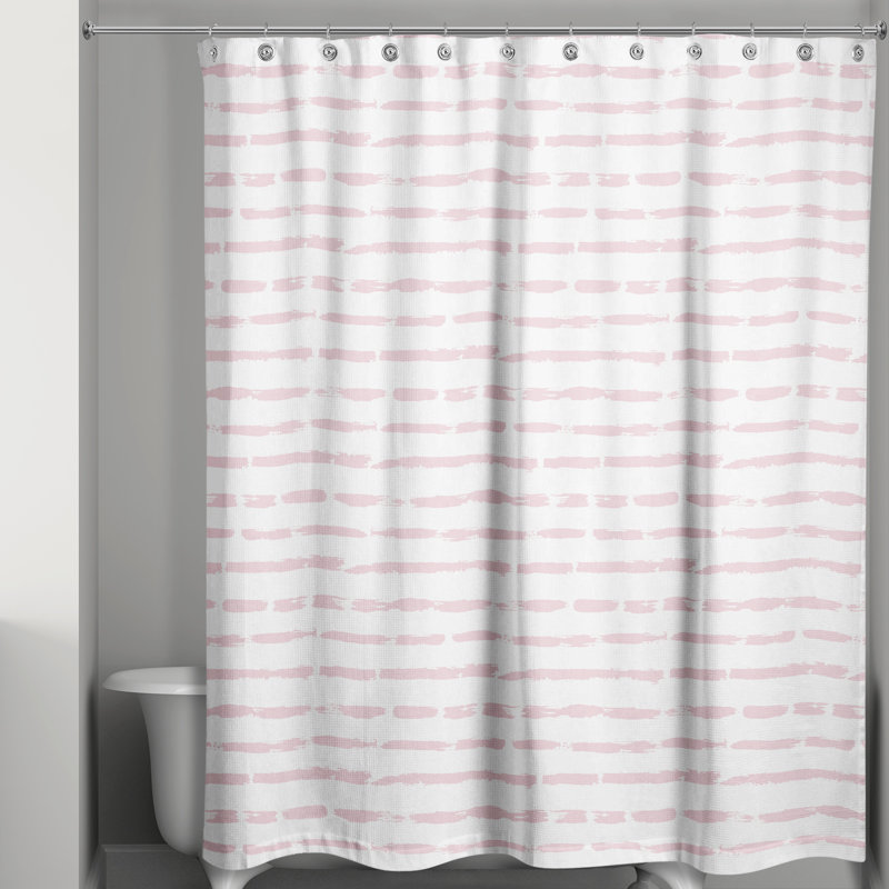  Rideau de douche rayé simple, Rosé