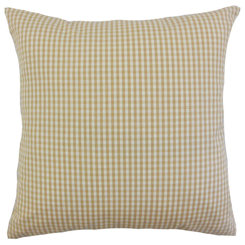 Housse et insert de coussin en coton Henriette, Miel, H 22 po x l 22 po