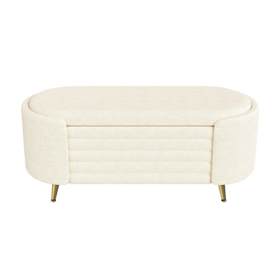 Modern Storage Ottoman Upholstered Bench With Spacious Hidden Compartment, Ideal For Living Room, Bedroom, And Entryway, Beige