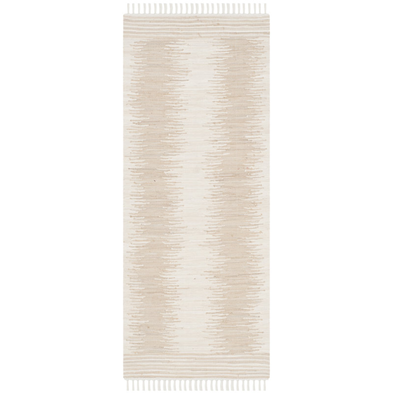 Annia Hand Woven Cotton Striped Rug, Runner 2'6" x 6'