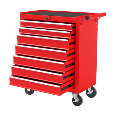 7-Drawer Rolling Tool Chest, Multifunctional Metal Tool Cart with Wheels, Heavy-Duty Tool Storage Cabinet for Garage Workshop Repair Shop