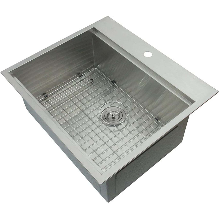 KBFmore ULES46SSGRCB 46 inch Single Bowl Stainless Steel Classic Kitchen Sink with 7 Accessories