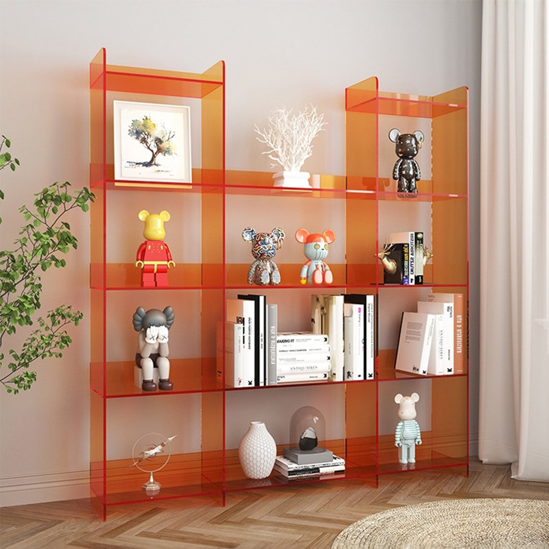 Bibliothèque moderne en acrylique multi-couches minimaliste, Orange