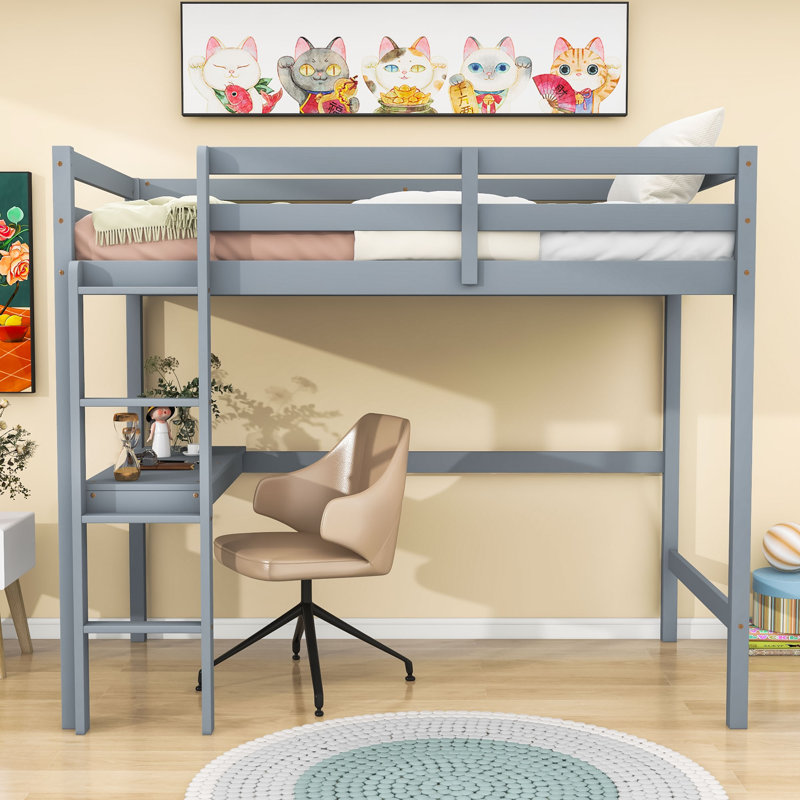 Getman Kids Twin Loft Bed, Gray