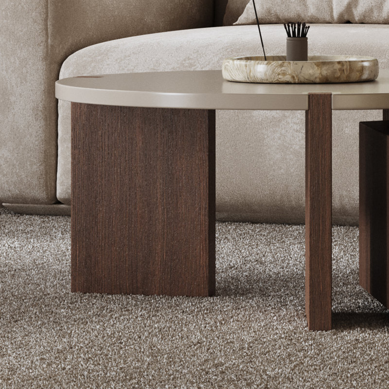 Pompilie 2 Piece Wood Nesting Coffee Table Set With Drawer Farmhouse Industrial Living Room Furniture Stylish Multi-Functional Nesting Tables