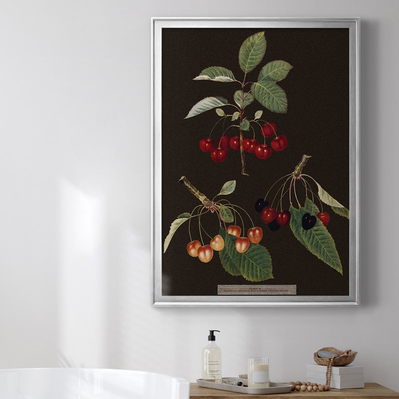 Toile encadrée de qualité supérieure Brookshaw Cherries, Argent, H 30,5 po x l 22,5 po