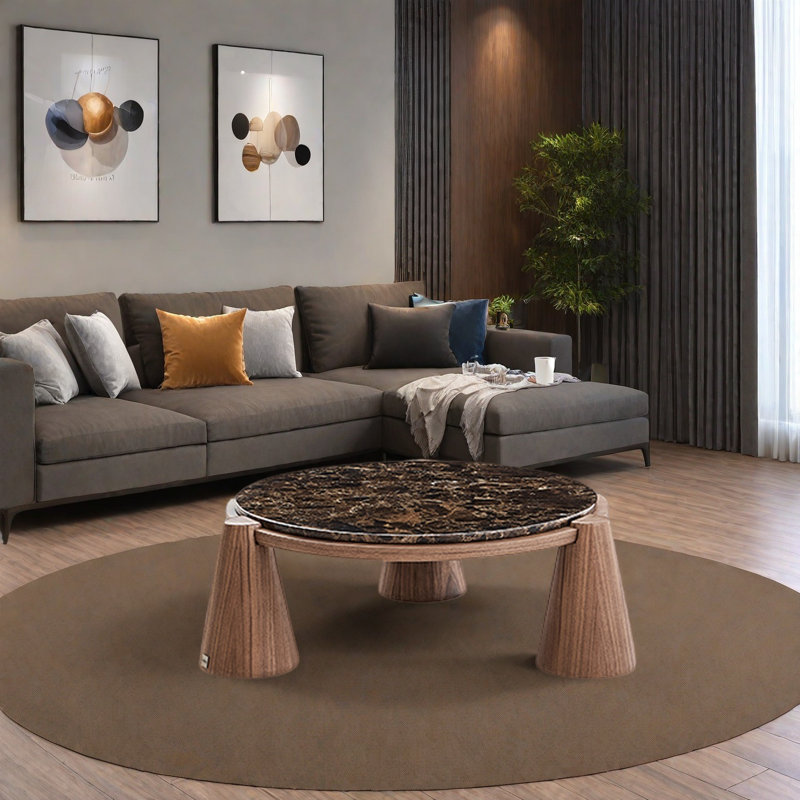 Table basse Retro Luxury, Brun clair / Base brune