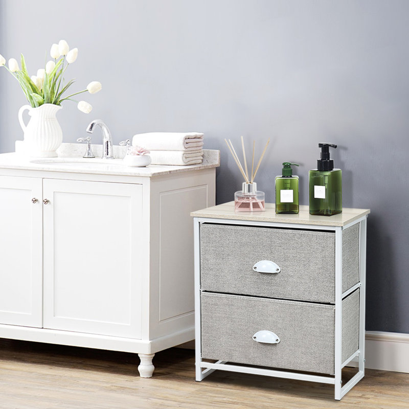 Table de chevet 2 tiroirs Schatz, Gris