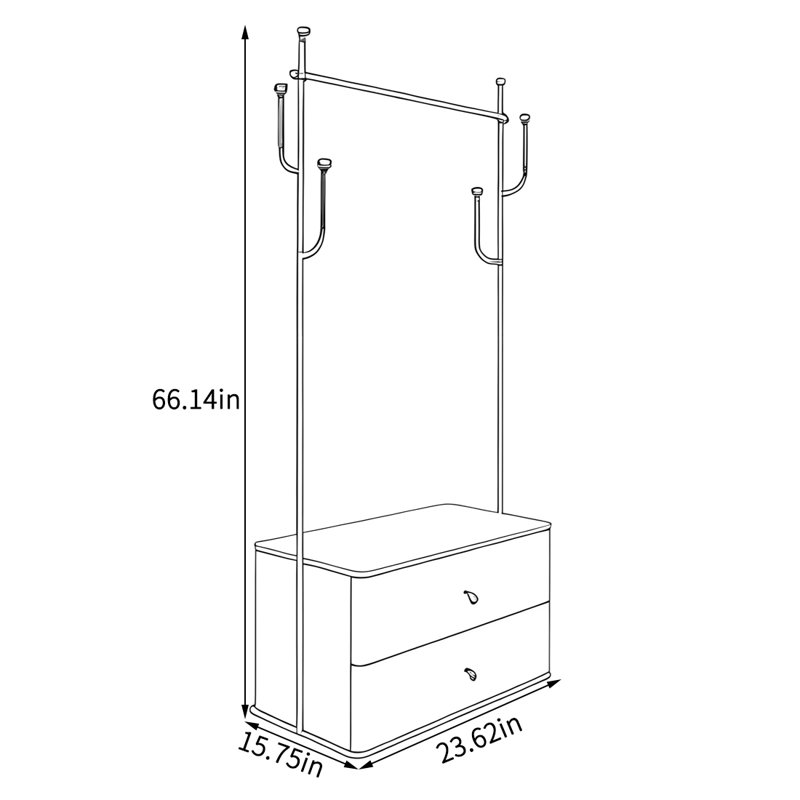 Welded Coat Rack with Hooks & Extended Hanging