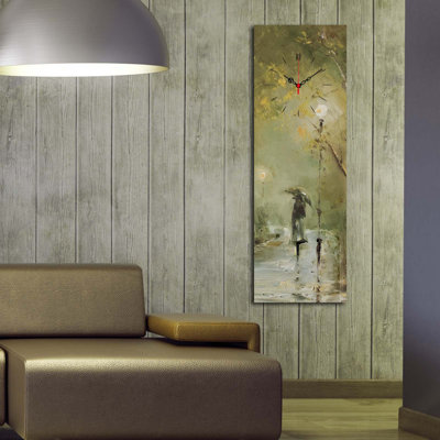 Horloge murale élégante en toile 11,8 po x 35,4 po | Toile 100% suède avec cadre 100% bois (épaisseur: 1,2 po) | Décoration élégante pour le salon, la chambre à coucher et le bureau, design intemporel