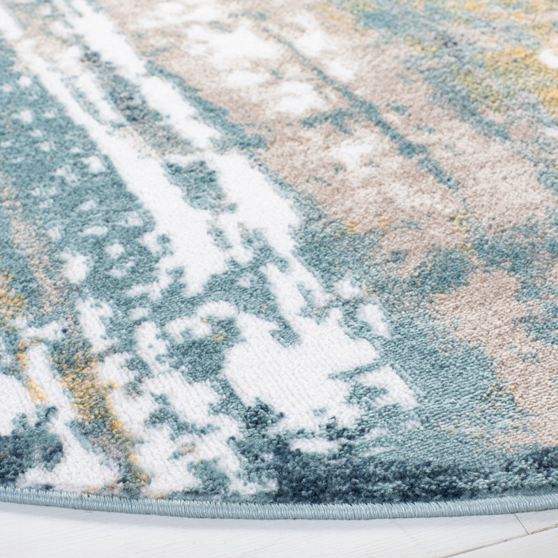 Agastya Teal/Gold Area Rug, Runner 2'2" x 5'