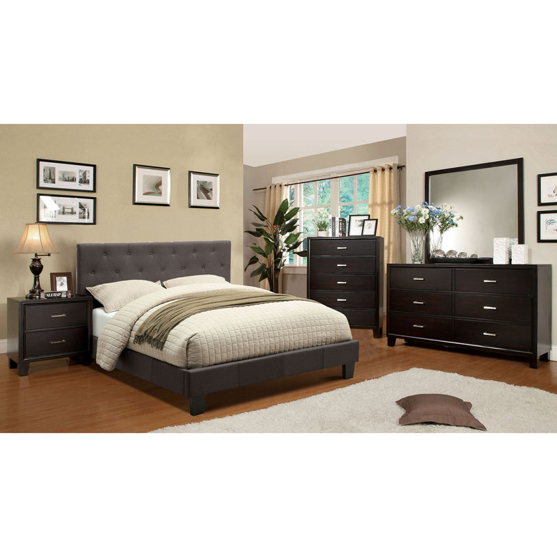 Glenboro Upholstered Platform Bed, Gray, Full