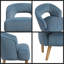 Fauteuil d'appoint luxueux en velours bleu, siège moelleux, pieds en bois de noyer clair massif, style contemporain-1548131435