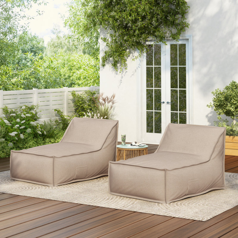 Fauteuil à billes d'extérieur, ensemble de 2, Tissu beige