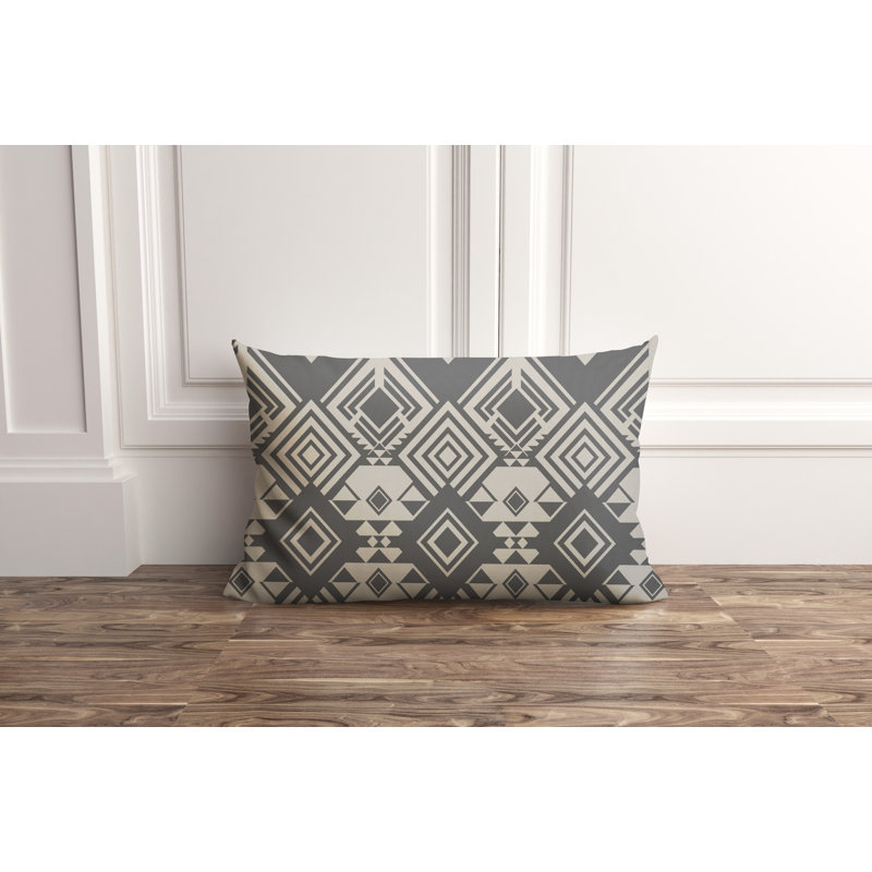 Tozi Geometric Outdoor Reversible Throw Pillow, Grey