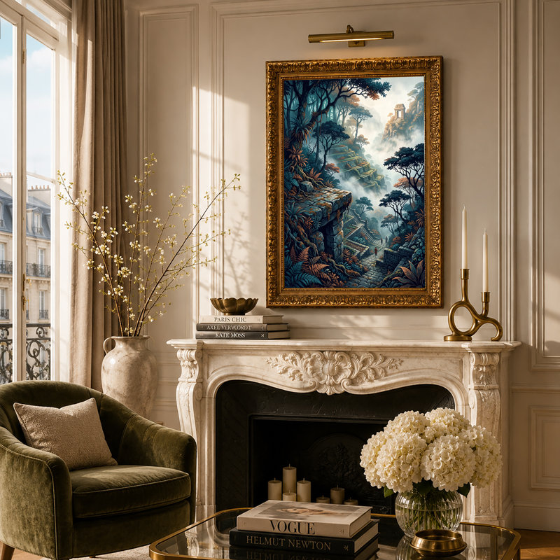 Art mural sur toile Misty Jungle, 18"H x 12"W