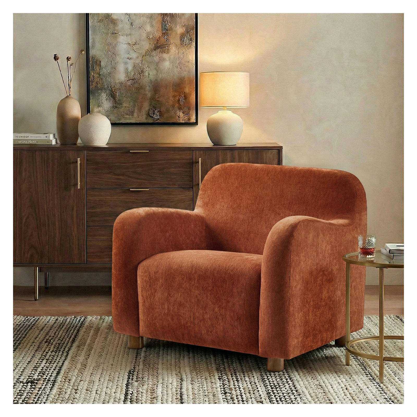 Berken Boucle Armchair, Rooibos