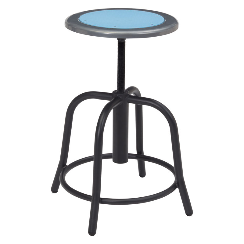 Adjustable Height Ergonomic Lab Stool with Footring and Wheels, Blueberry, Black