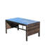 Mobilier d'extérieur 3 pièces: modulaire avec coussins beiges relaxants et table basse élégante