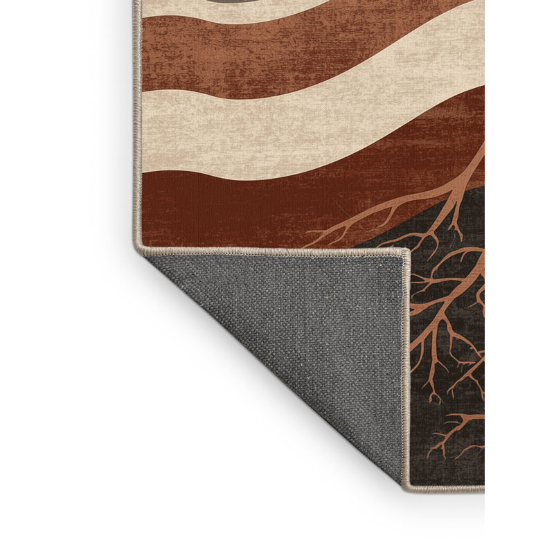 Soft Plush Polett Volcano Cross Section Modern & Contemporary Area Rug in Beige – Beige Binding, 5x7