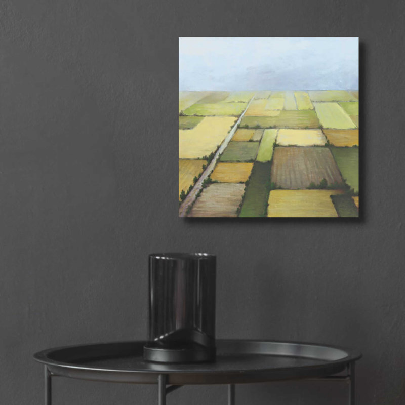 «Farmland From Above» par White Ladder, art mural en verre acrylique, 12 po x 12 po