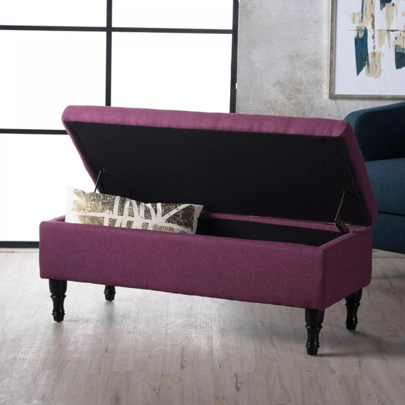 Fabric Ottoman Storage Bench, Red