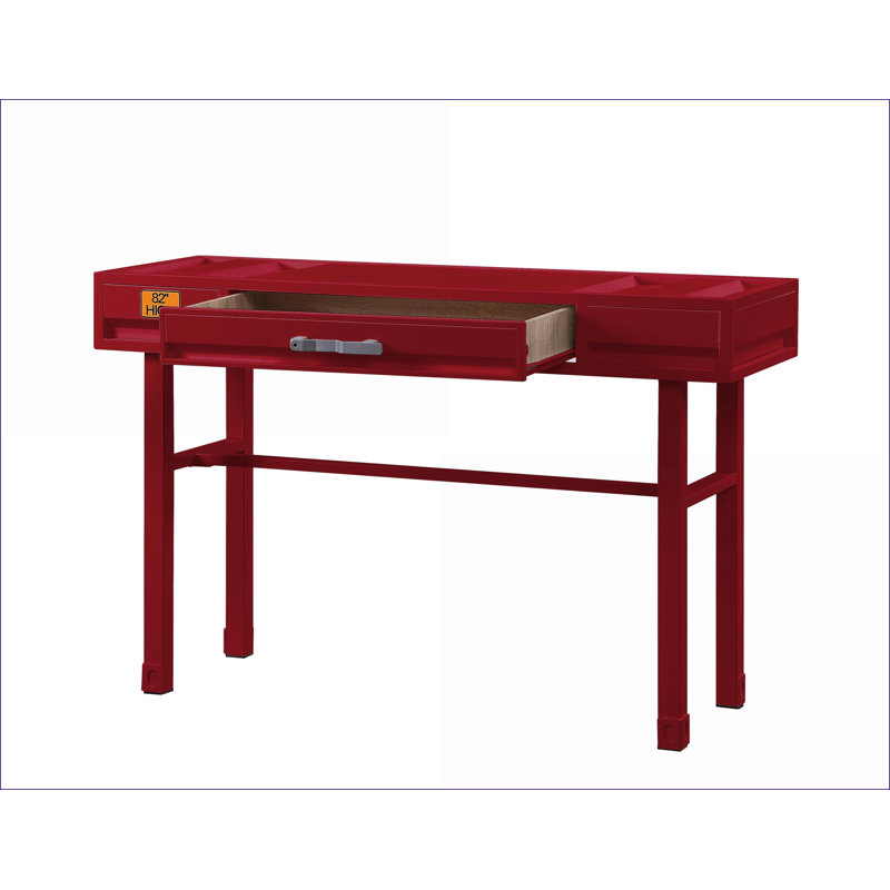 Bureau de coiffeuse, structure en métal rouge industriel avec tiroir de rangement | Rouge | Métal, Rouge