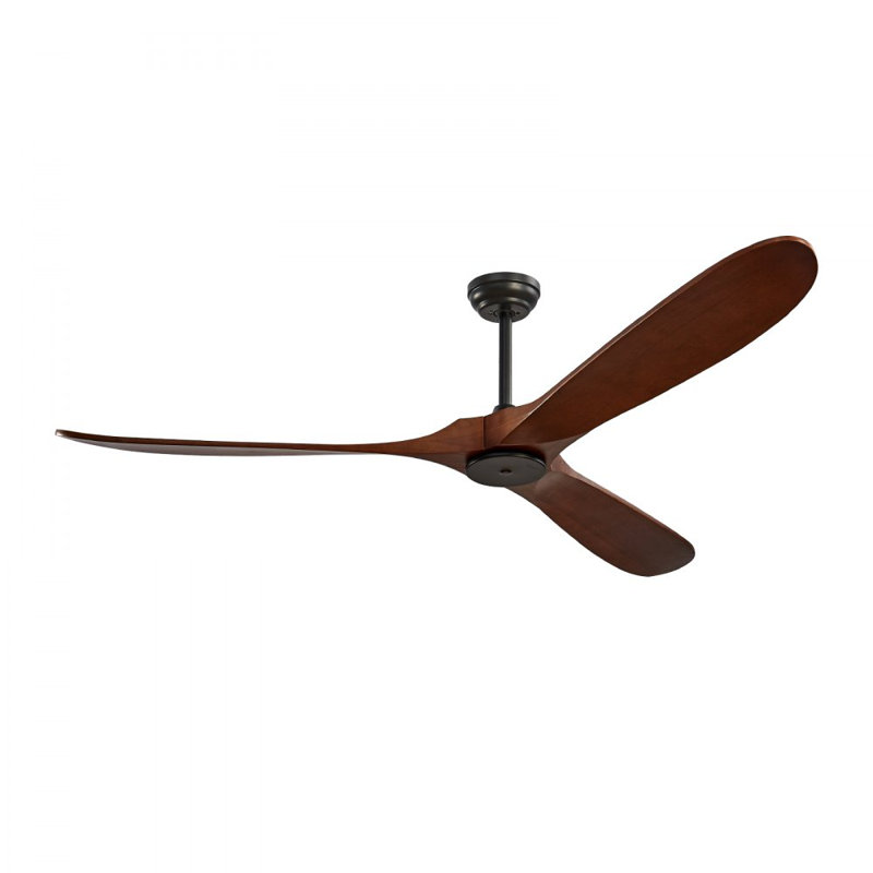 72 Inch Ceiling Fan without Light, 6-Speed Remote Control, 3-Wood-Blade, Reversible DC Motor, Modern Low Profile Flush Mount Exterior Fan for Bedroom, Living Room, Patio, Indoor/Outdoor