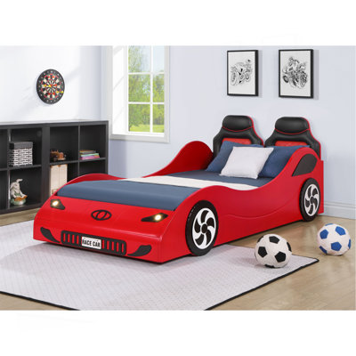 Lit voiture simple rouge avec DEL