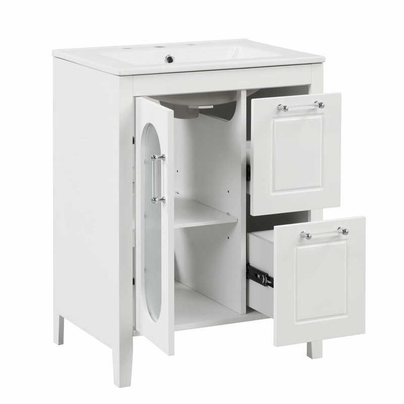 24" Bathroom Vanity With Sink, White