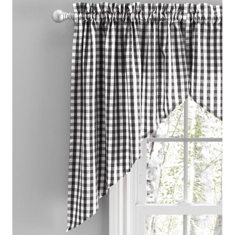 Alula Cotton Swag Window Valance, Black, 70" W x 36" L