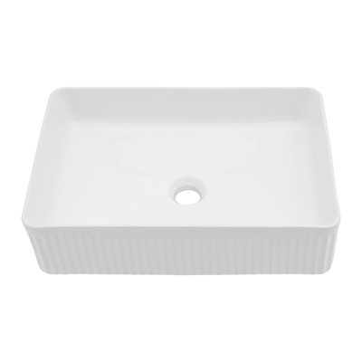 19.63"X13.69" White Ceramic Rectangular Vessel Bathroom Sink