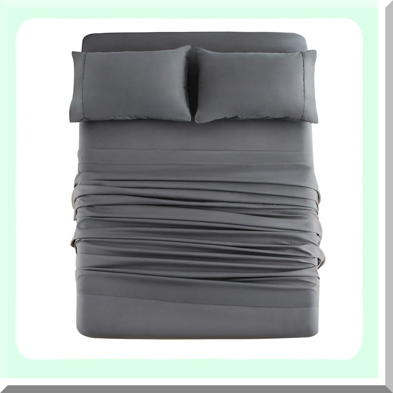 Luxury Soft Brushed Microfiber Bed Sheet Set - 4 Piece Bedding Sheets & Pillowcases - Fade Resistant & Easy Care - Gray Dream Set