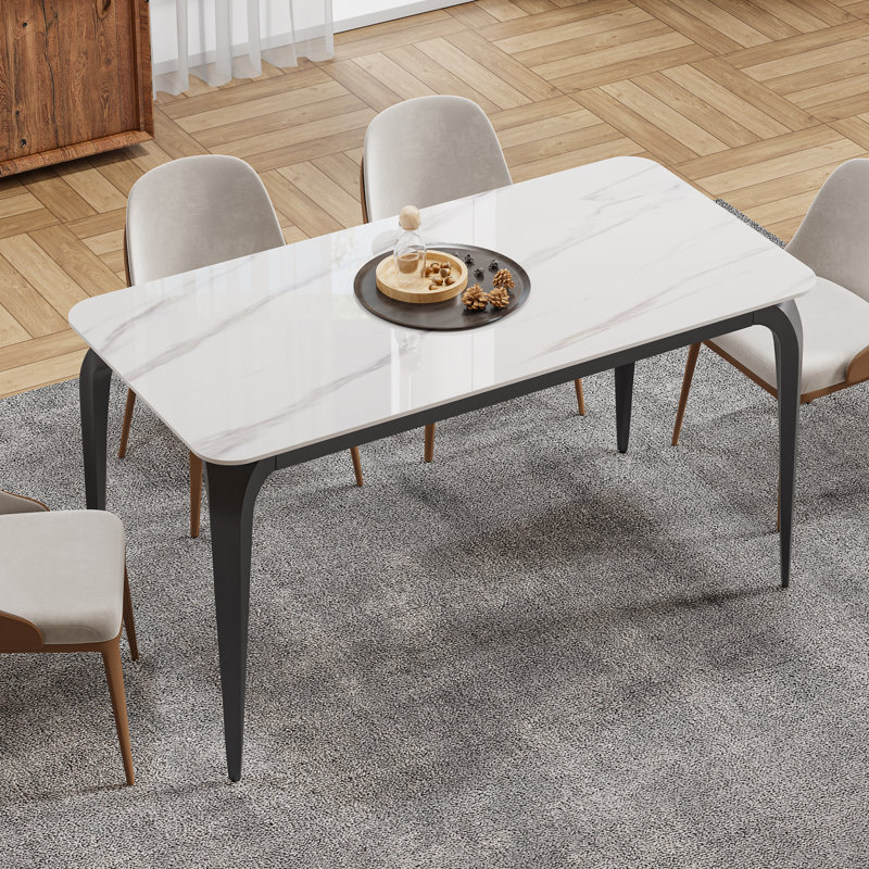 Grande table de salle à manger Krystah, Blanc neige, H 29 po x L 59 po x l 32 po