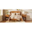 Cadre de lit double pleine grandeur, cadre de lit en bois avec tête de lit, lit à poteau en bois traditionnel, lit plateforme rétro, aucun sommier requis, assemblage facile, noyer clair-129123679-129123681