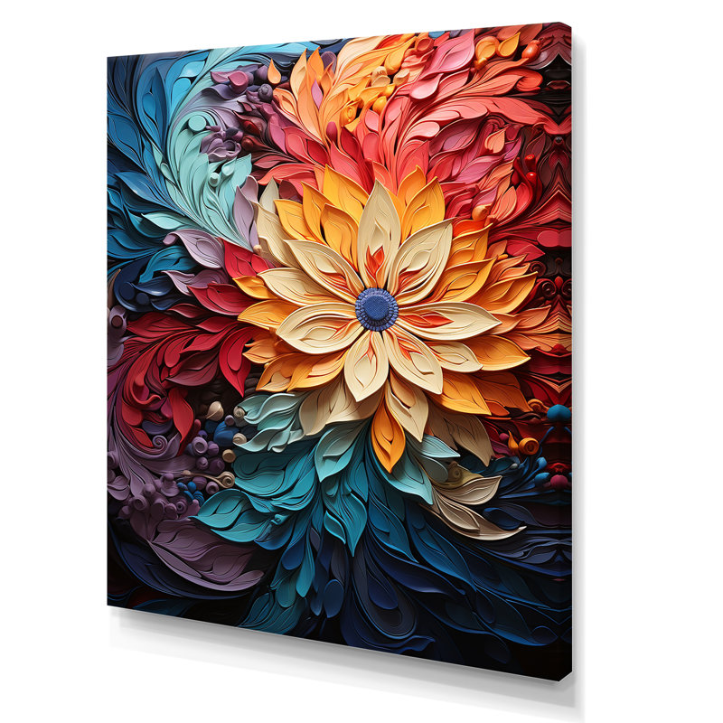 Granier " Kaleidoscopic Curl Flower Spiral ", 32" H x 24" W x 1" D, Wrapped Canvas