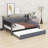 Daybed with Storage Footstool & Shelves, Upholstered Frame with Trundle, USB & LED Light-271107354