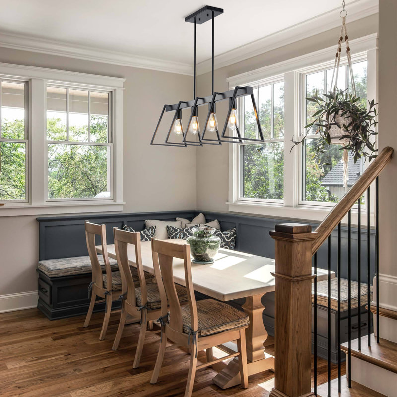 Lydell 4-Light Kitchen Island Linear Pendant, Noir mat