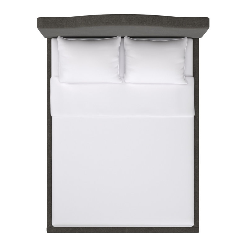 Herning Upholstered Slat Bed With Curved Headboard - Queen Size, Light Gray Fabric