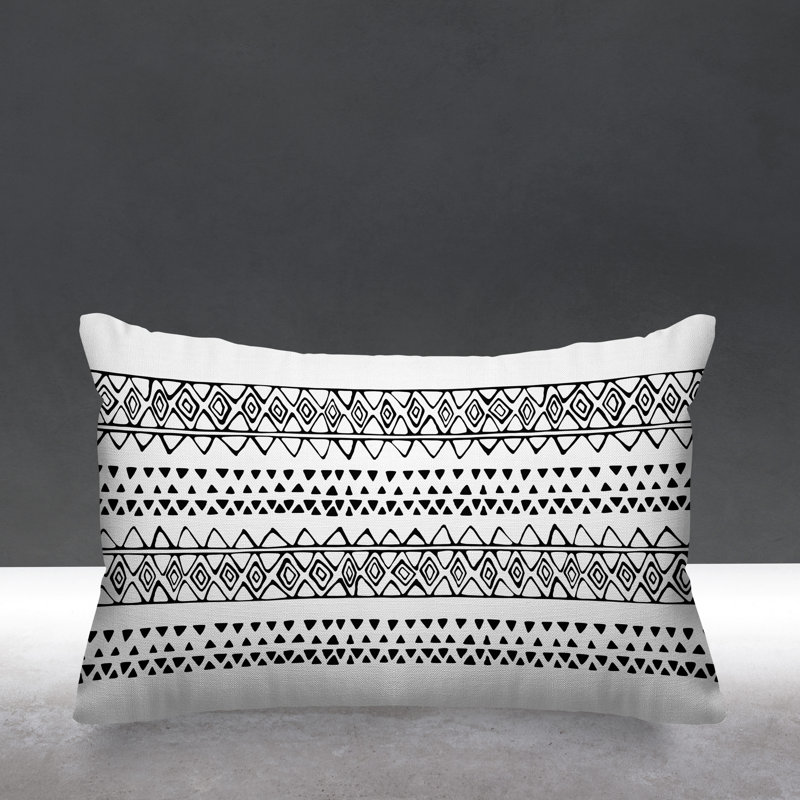 Titi Geometric Outdoor Reversible Throw Pillow, White