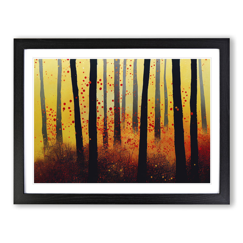 Autumn Forest Splatter Vol.4 - Single Picture Frame Print, Black, 46cm H x 64cm W