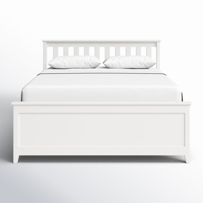 Lit en bois massif Rosenthal, Blanc, Double