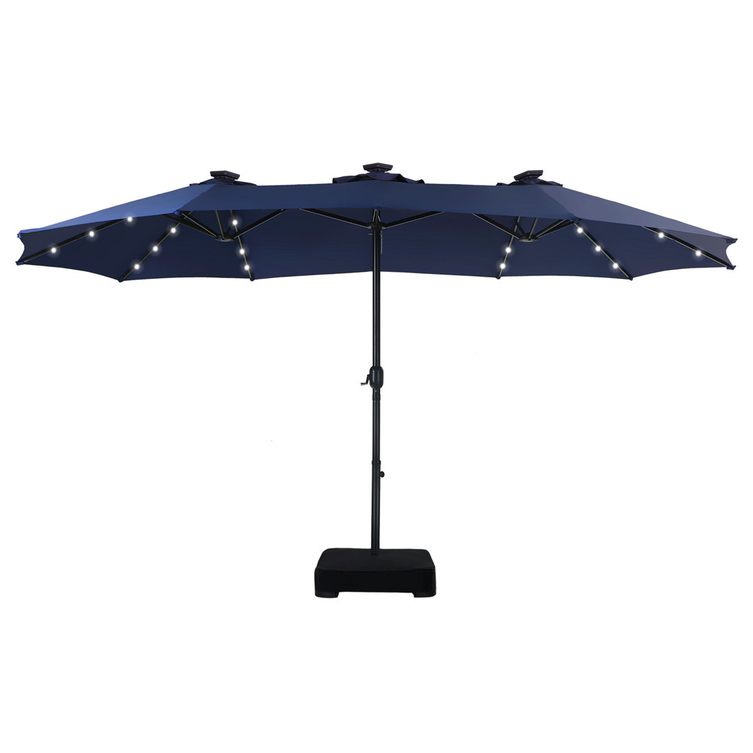 Tamija 181.1" x 108" Rectangular Lighted Market Umbrella With Base Arlmont & Co. Fabric 