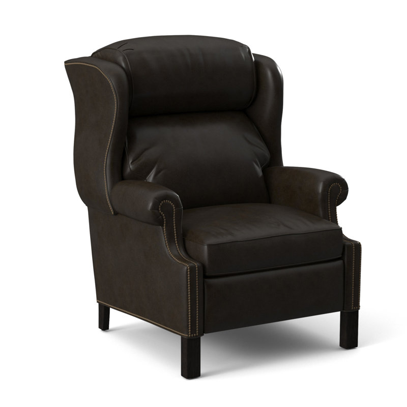 Chippendale Recliner, #9 Natural, Outsider Raven Genuine Leather, New Classiques