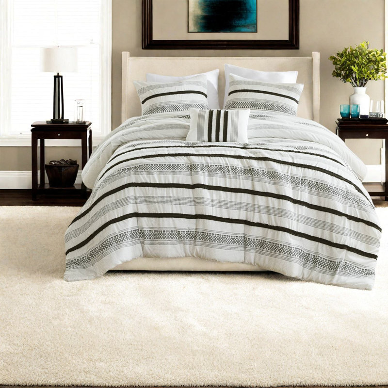 Ensemble complet de literie en polyester grand lit, style bord de mer moderne pour la maison
